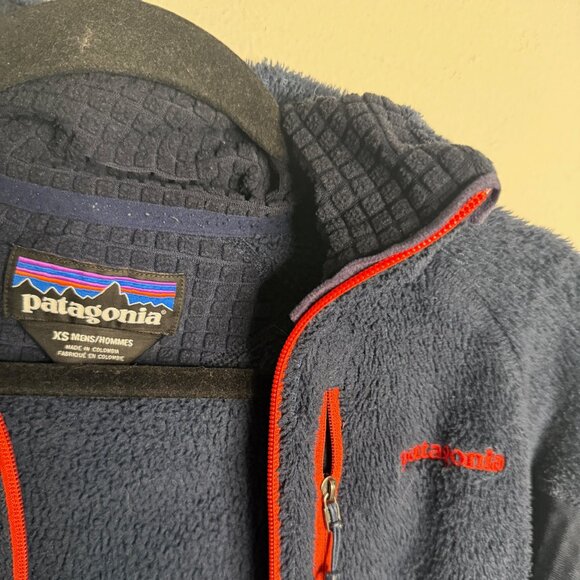 Patagonia Men's XS Blue Orange Vintage Reclaimed Fleece Zip Up Jacket Wool Cozy - Picture 4 of 4